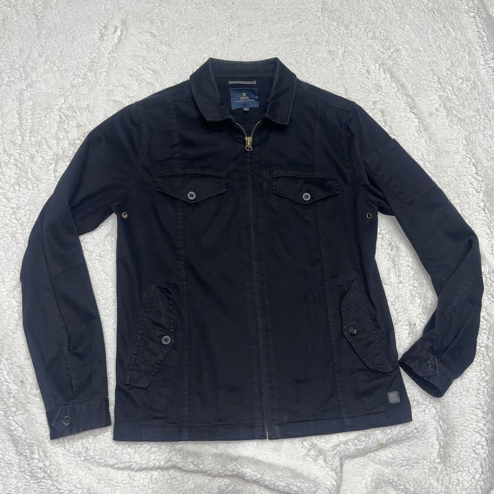 Roark Canvas Jacket Men S Black Army Style Surf‎ Shoulder Pocket Vented